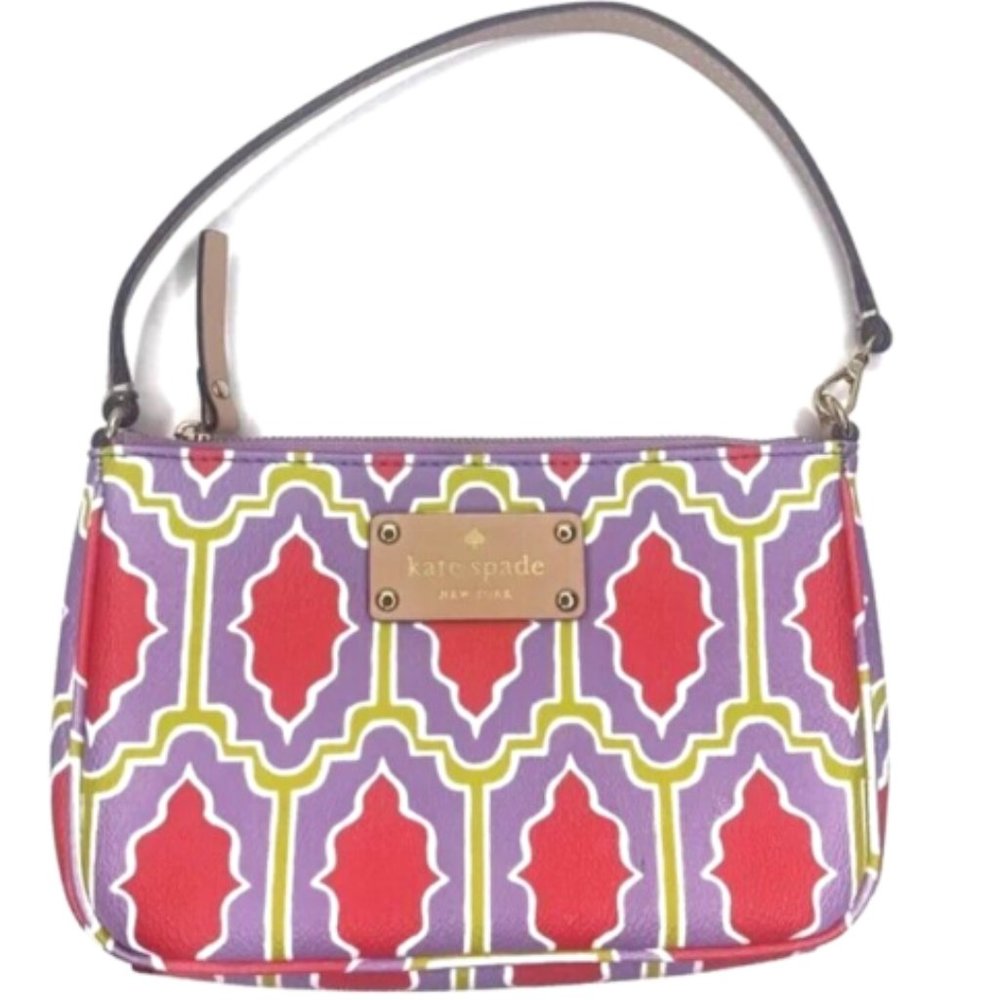 Kate Spade Convertible Wristlet Purse Linet Cabana Crocus Orange Purple Clutch
